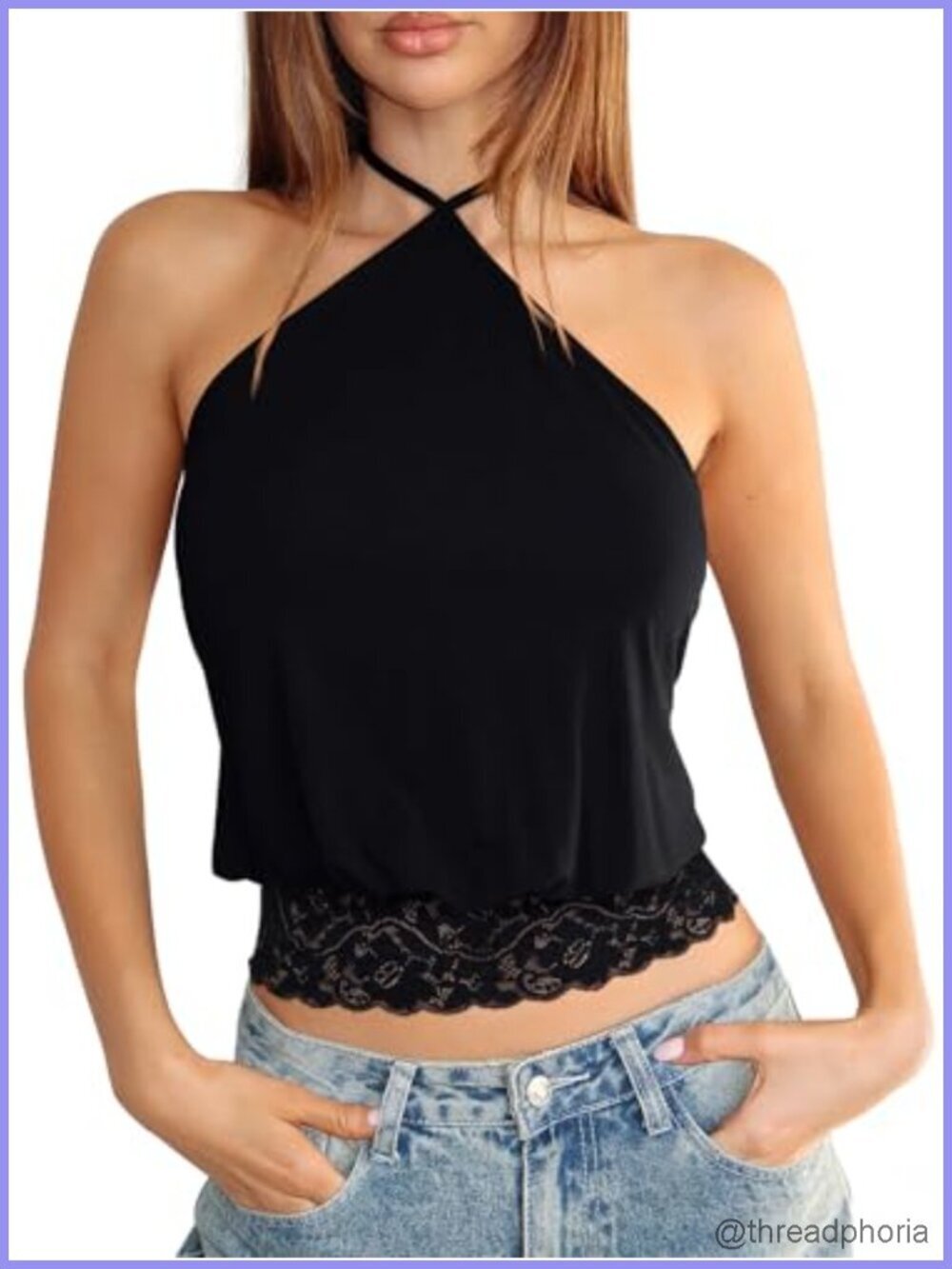 Sexy Halter Going Out Double Lined Tank Top Lace Cute Y2K Backless Cami Crop Top